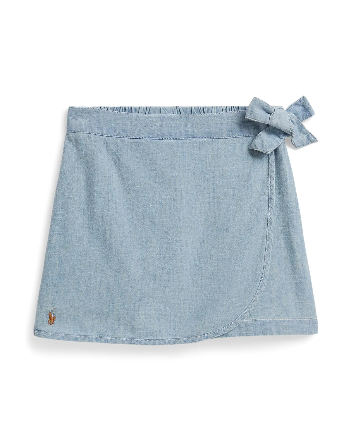 Girls' 2T-6X Chambray Faux-Wrap Skort
