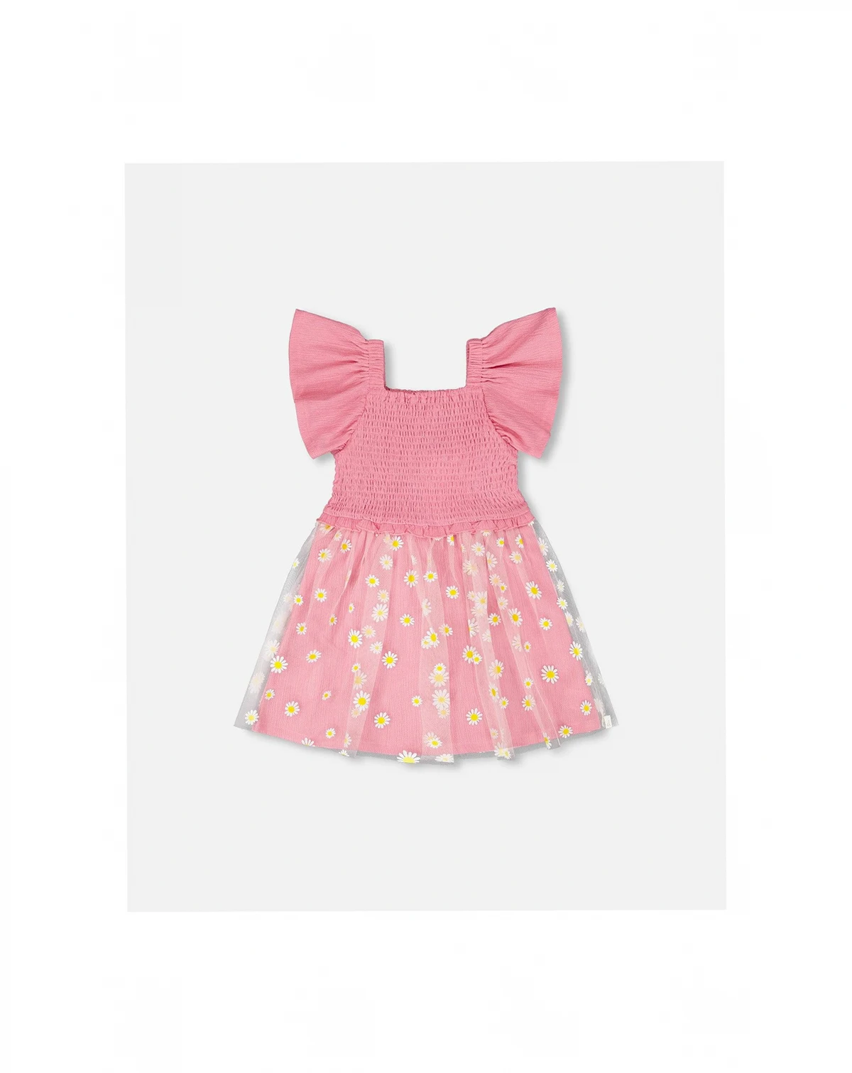 Toddler Girls Mesh and Crinkle Jersey Dress with Smocking - Toddler|Child