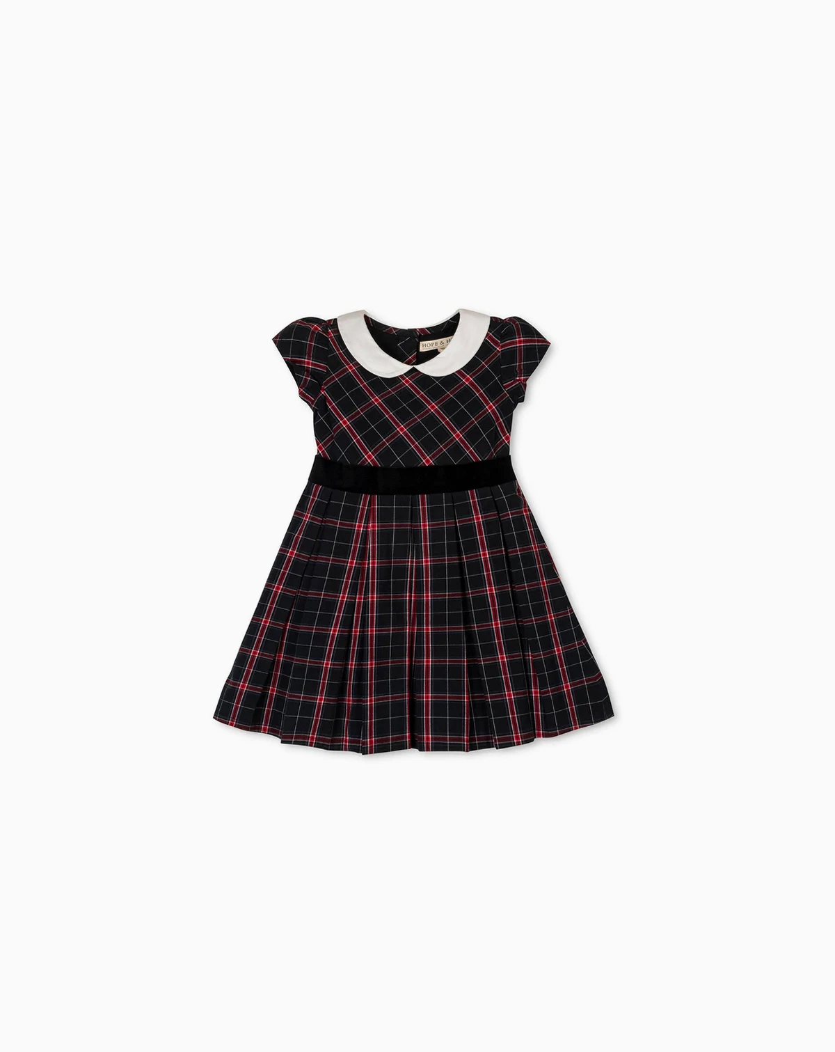 Toddler Girls Organic Stretch Poplin Peter Pan Collar Dress with Velveteen