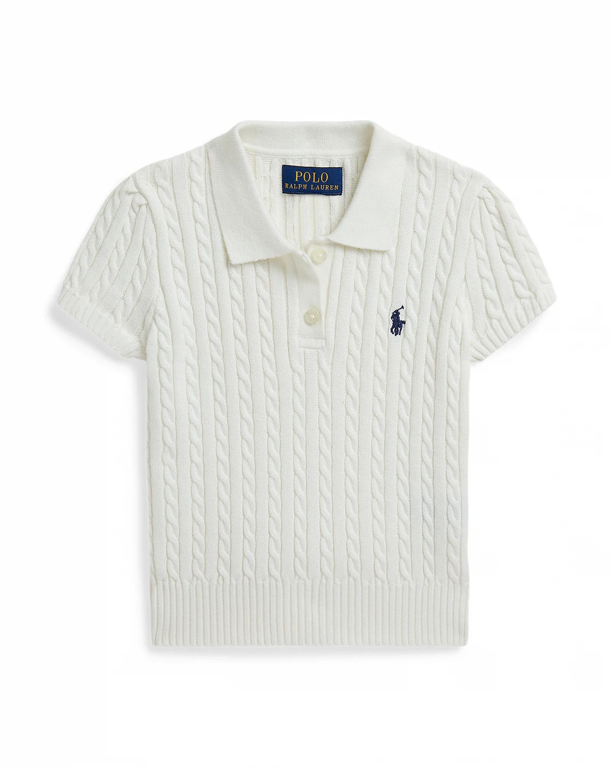 Girls' 2-6X Mini-Cable Two-Button Placket Polo Sweater