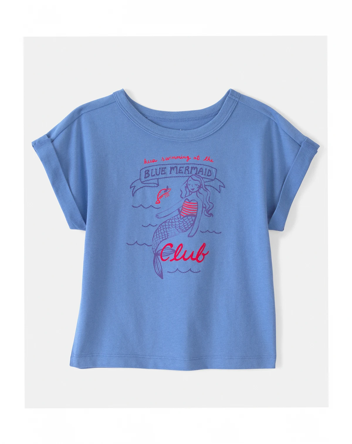 Girls' Toddler 2T-5T Mermaid Print Short-Sleeve Top