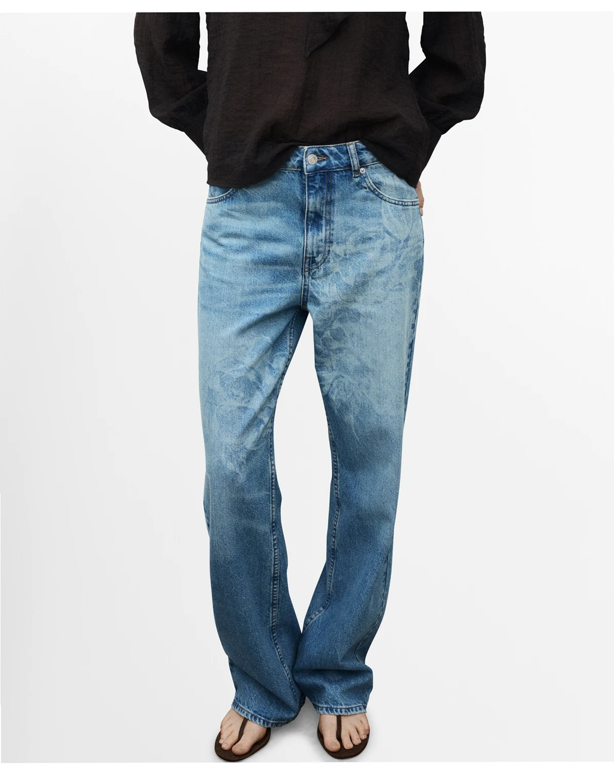 Women's Floral Pattern Straight-Leg Jeans
