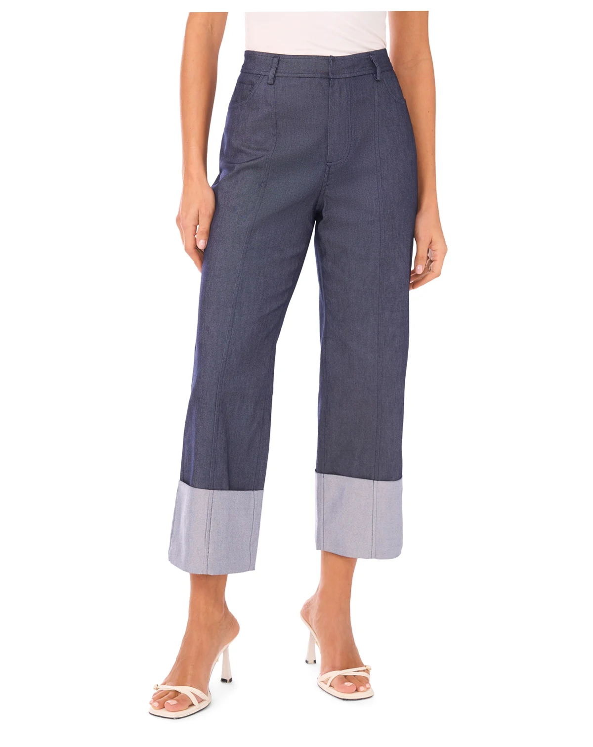 Women's Wide Cuff Straight Leg Denim Jeans