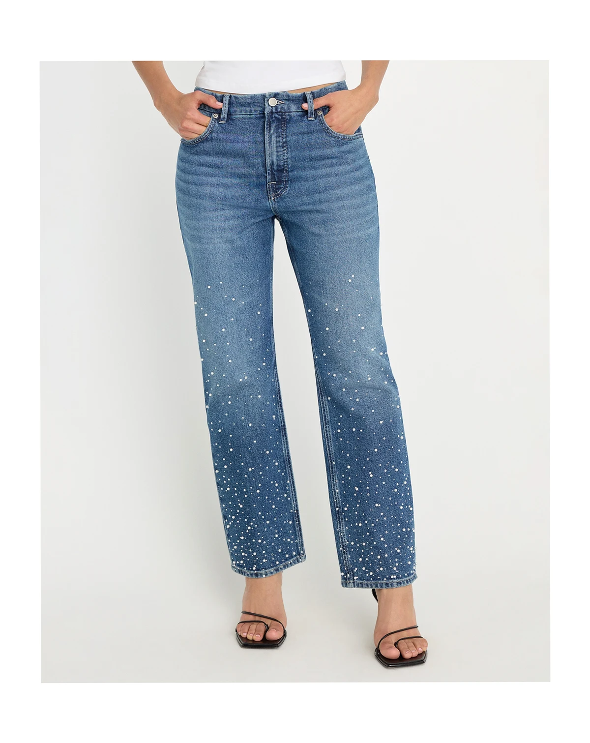 Women's Good Icon Straight Crop Cultivated Pearl Jeans
