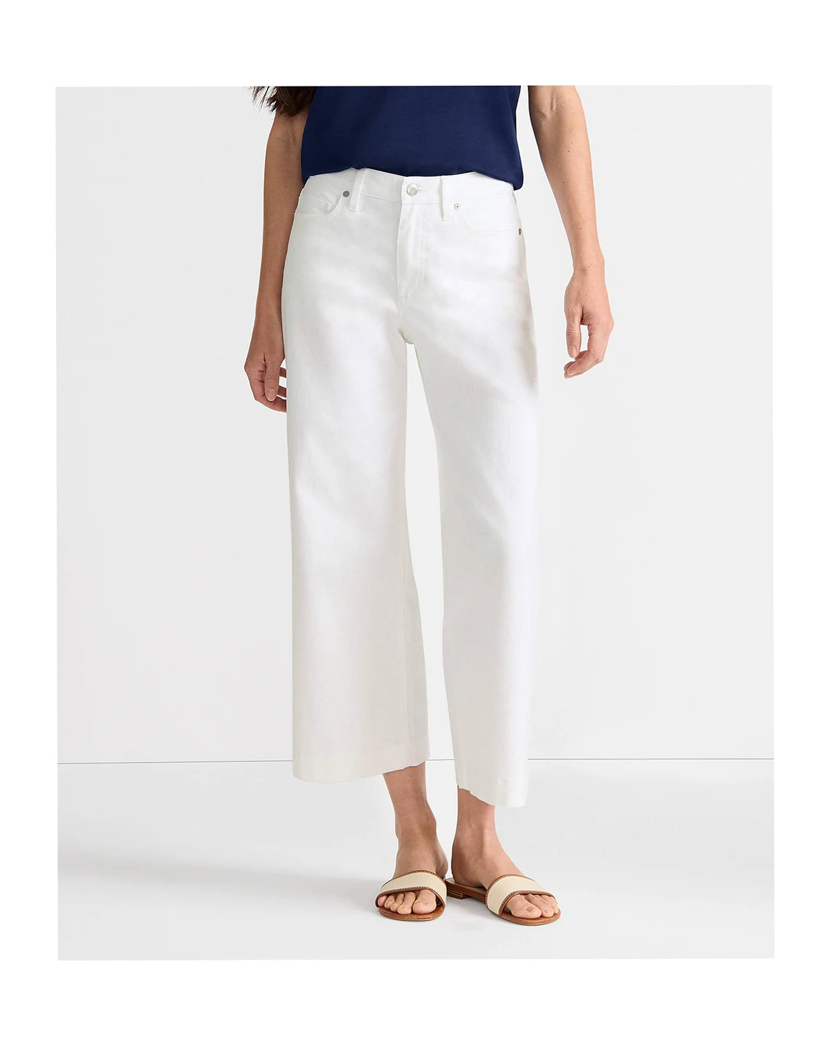 Petite Denim High Rise Wide Leg Crop Jeans