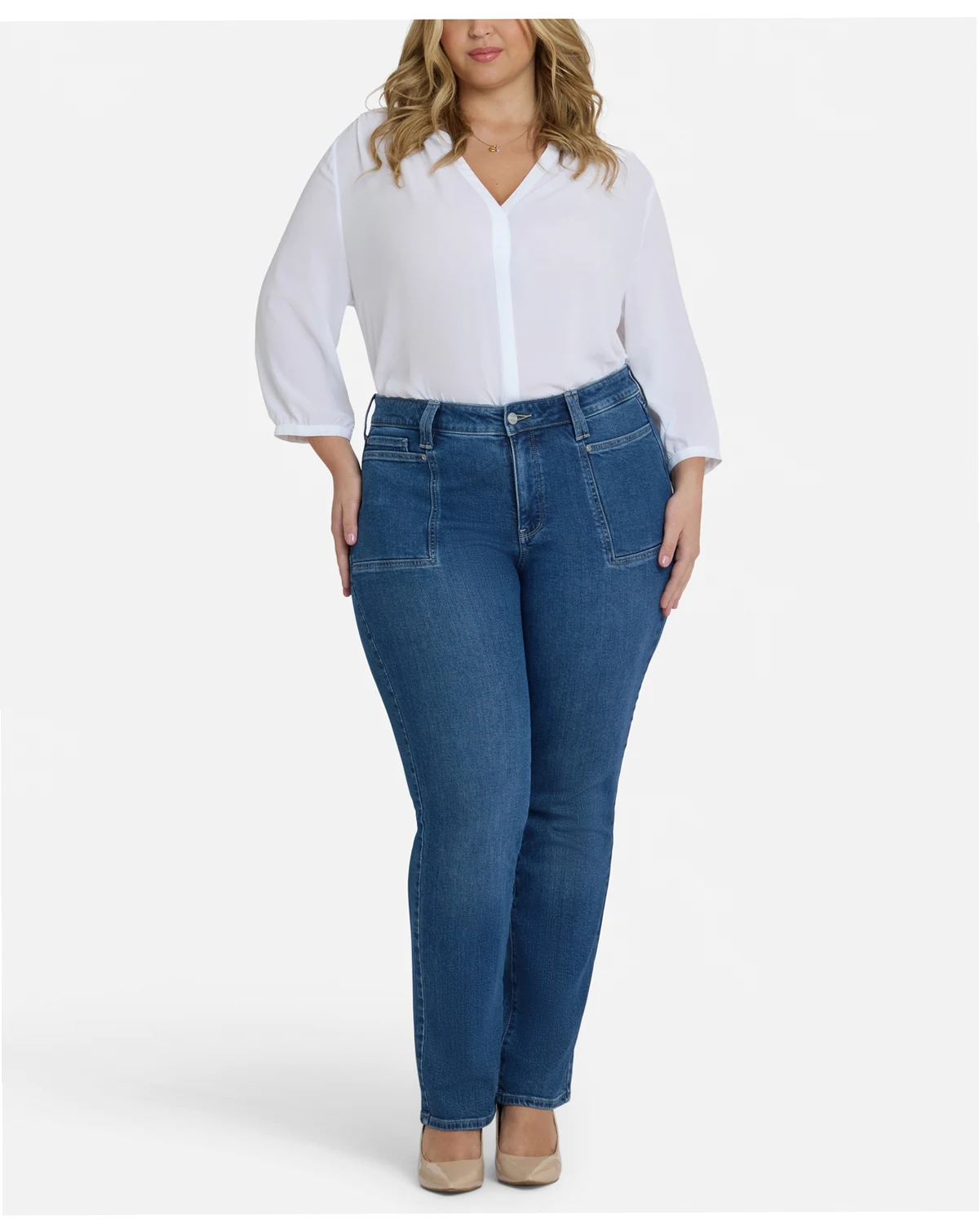 Plus Size Marilyn Straight Front Patch Pockets Jeans