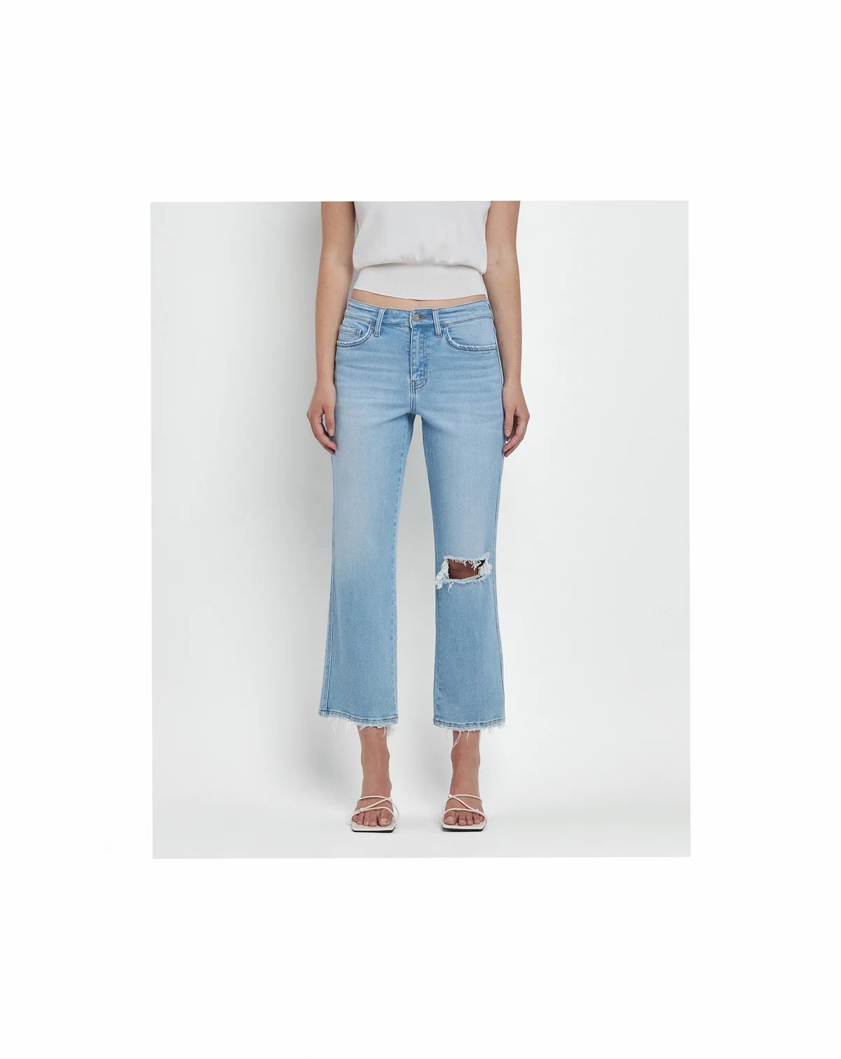 Women's High Rise Crop Straight Jeans