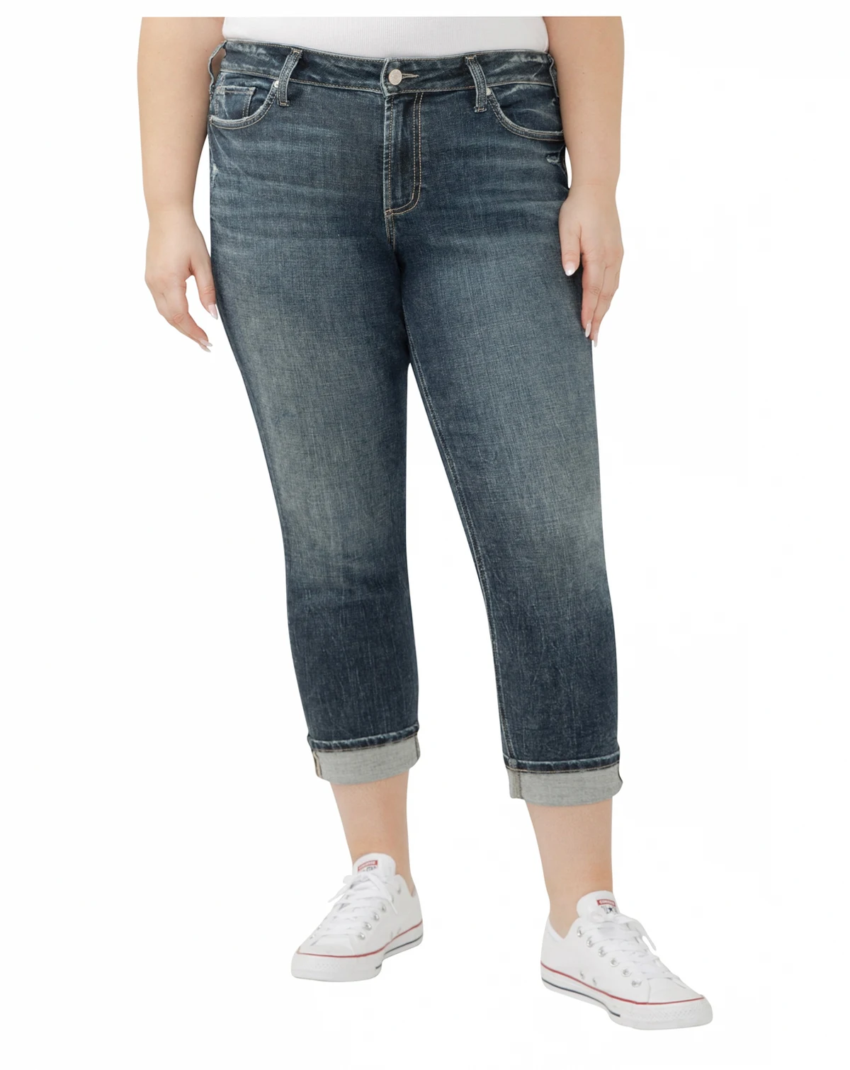 Plus Size Suki Mid Rise Curvy Fit Straight Crop Jeans