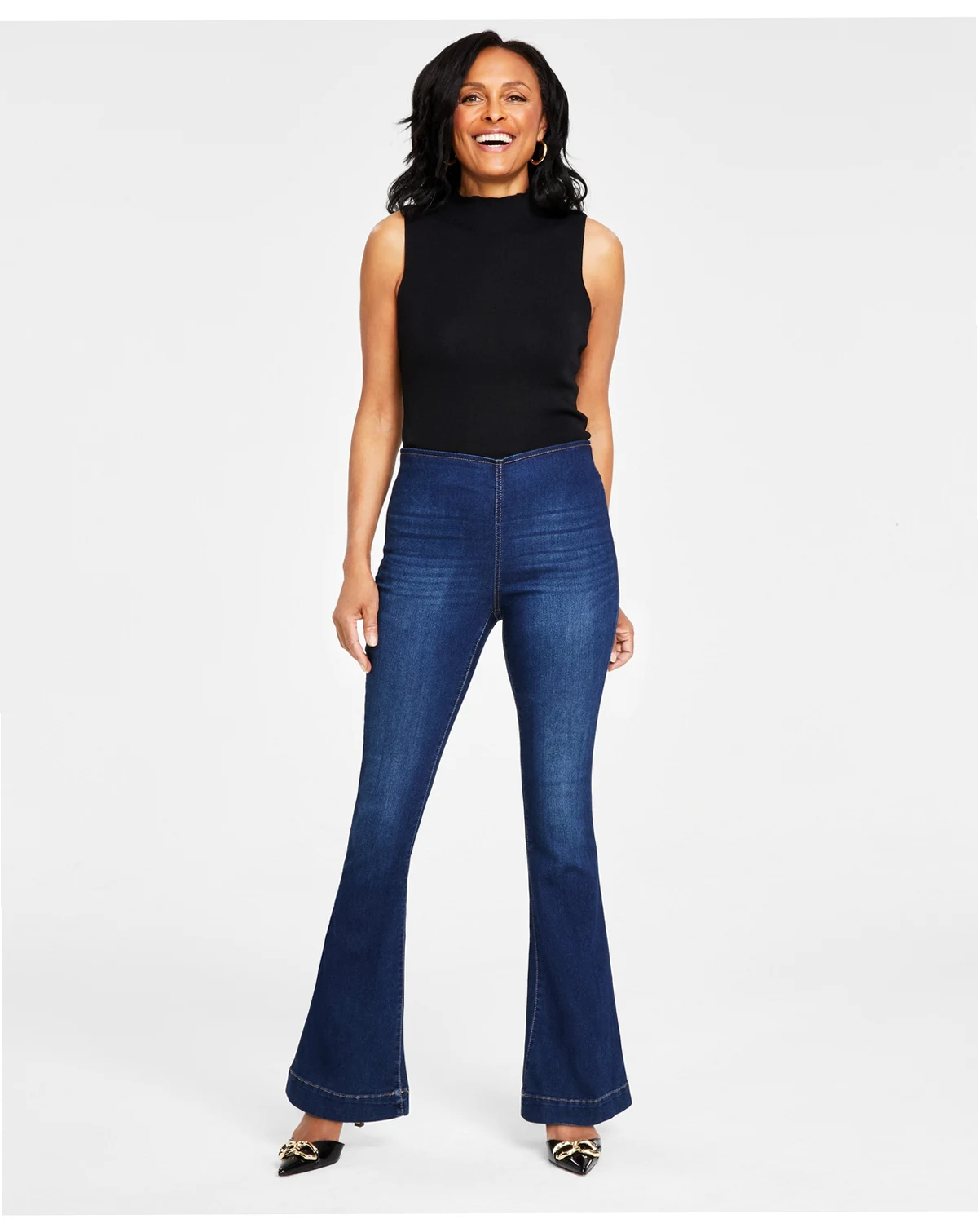 Women's High Rise Pull-On Flare Jeans, Created for Macy's
