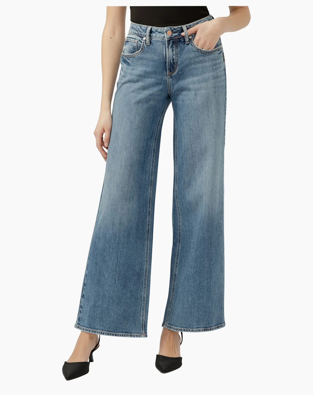 Women's Suki Mid Rise Curvy Fit Wide Jeans