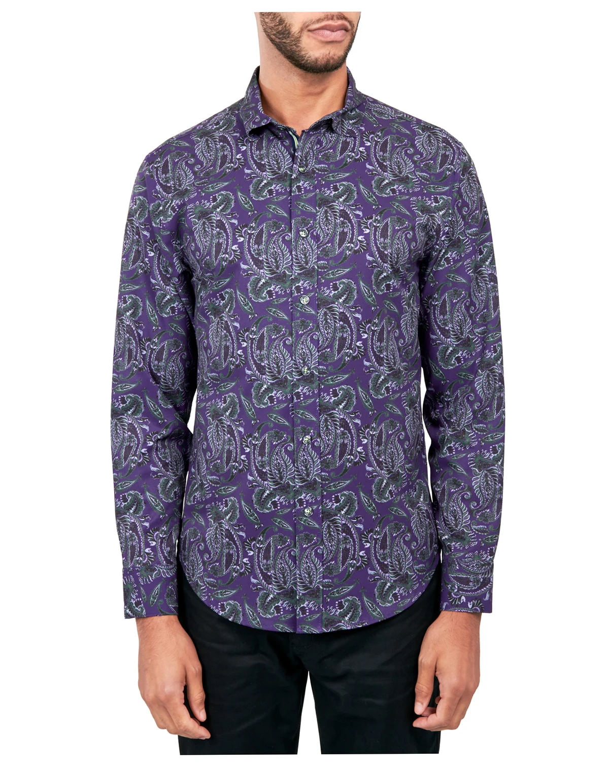 Men's Regular-Fit Non-Iron Performance Stretch Paisley Button-Down Shirt