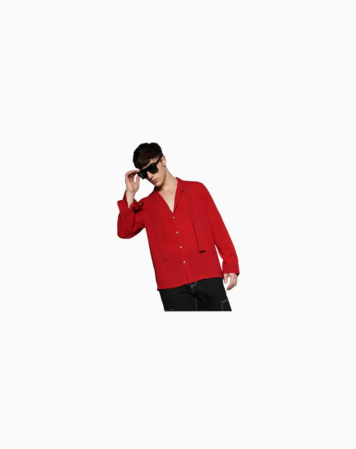 Men's Crimson Red Slash Collar Shirt