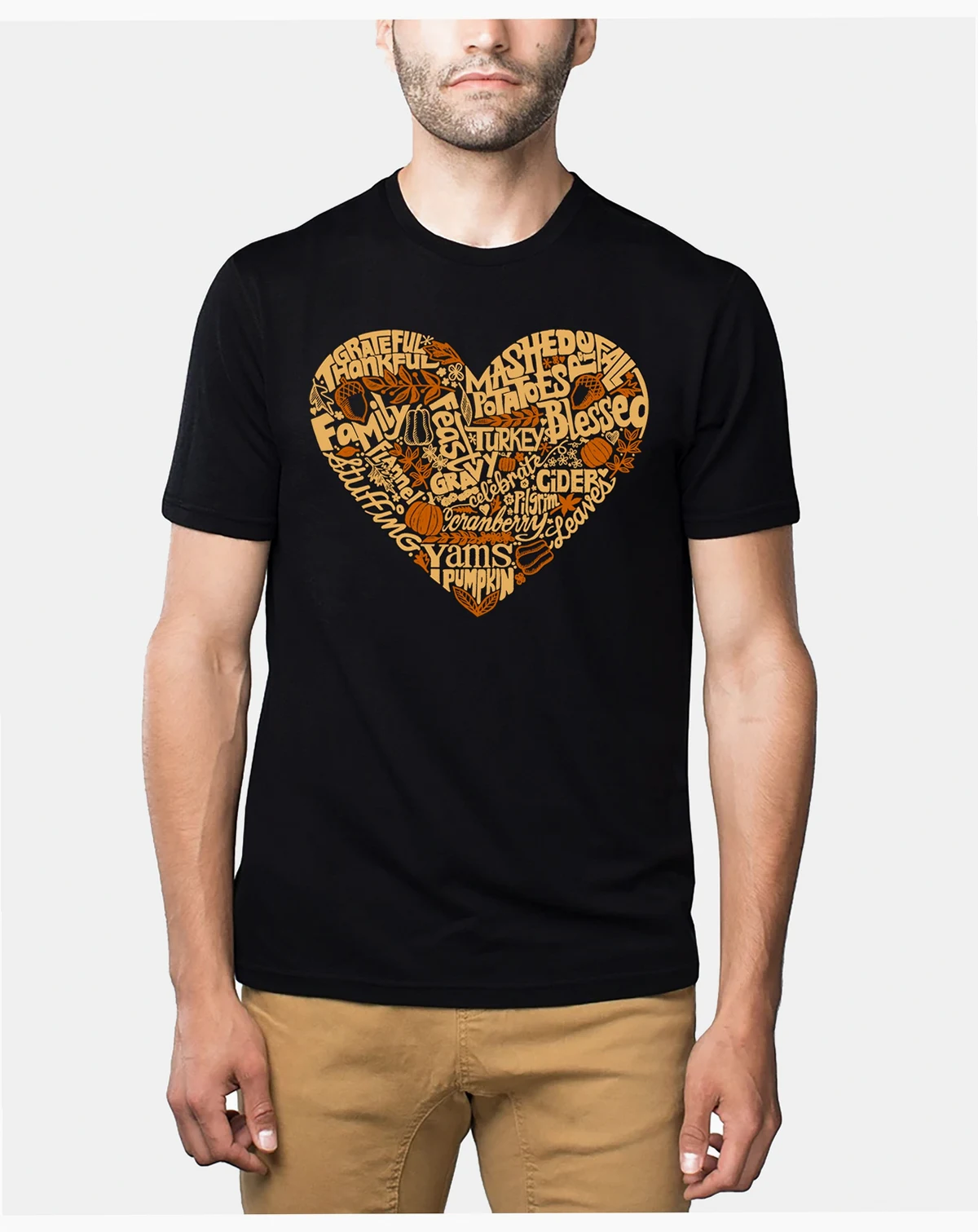 Men's Thanksgiving Heart Premium Blend Word Art T-Shirt