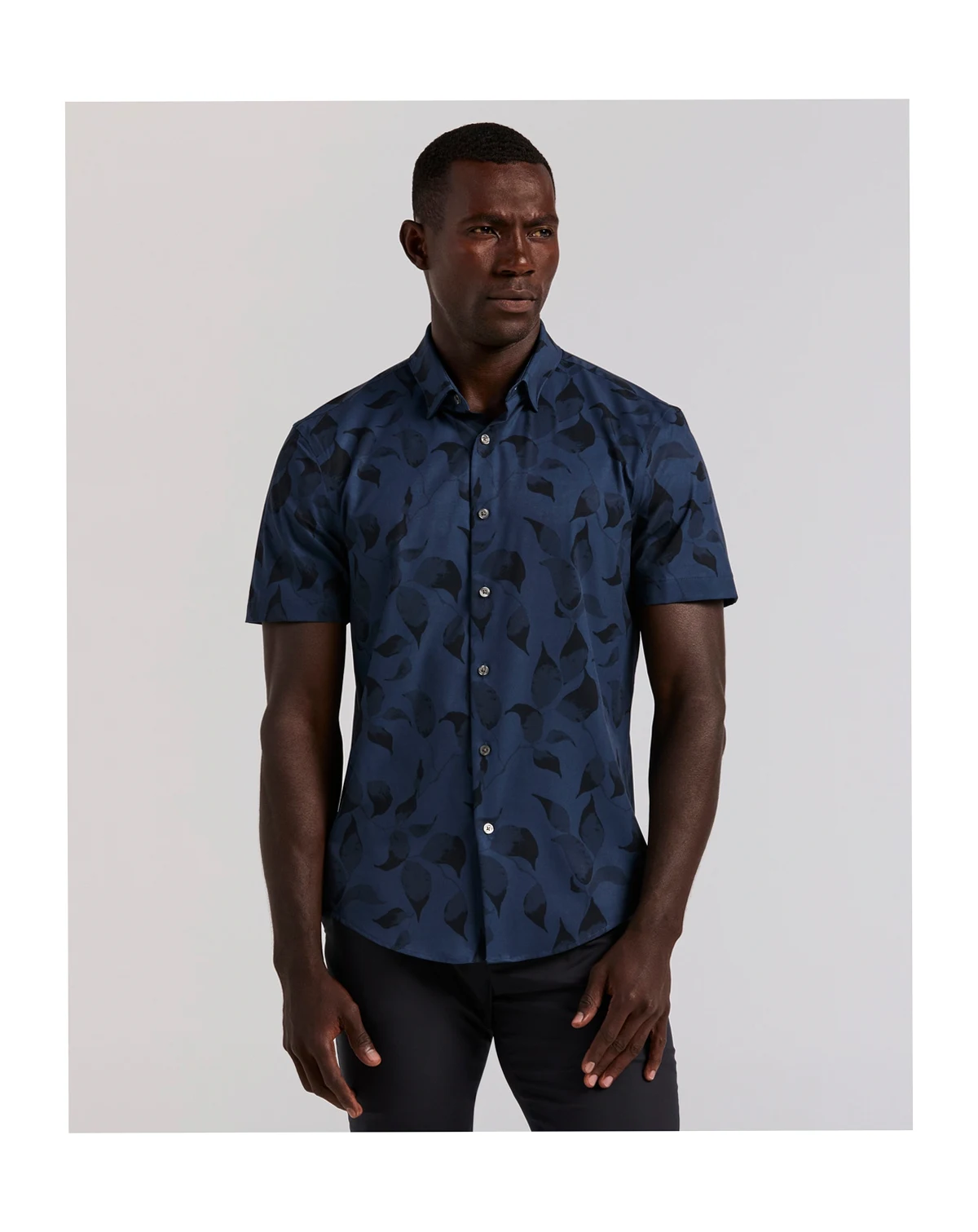 Men's Slim Fit Floral Print Short Sleeve Shirt