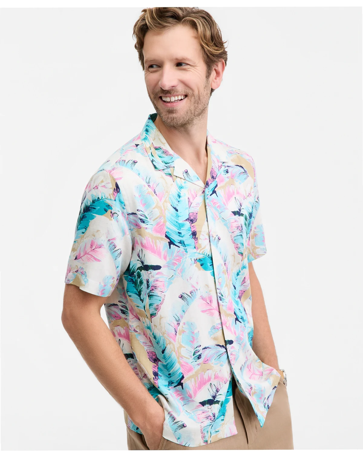 Men's Paint Palm Short-Sleeve Shirt, Macy's Exclusive