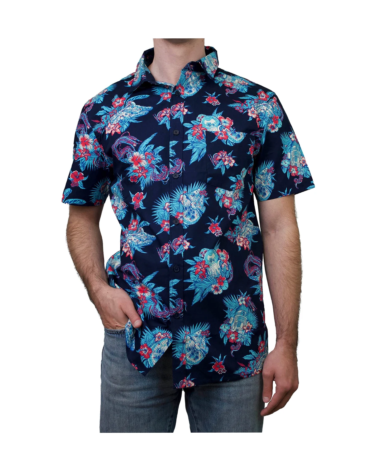 Men's Pulled Cords Short Sleeves Woven Shirt