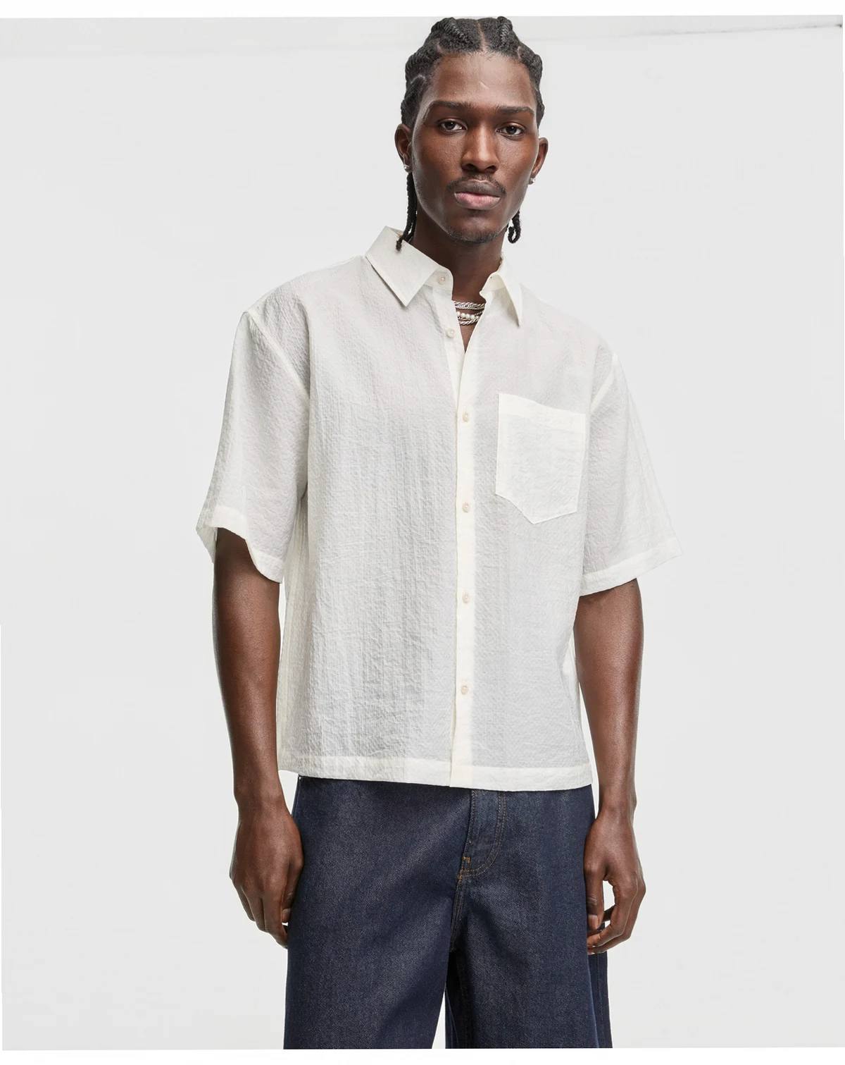 Men's Boxy-Fit Sheer Short-Sleeve Shirt, Macy's Exclusive