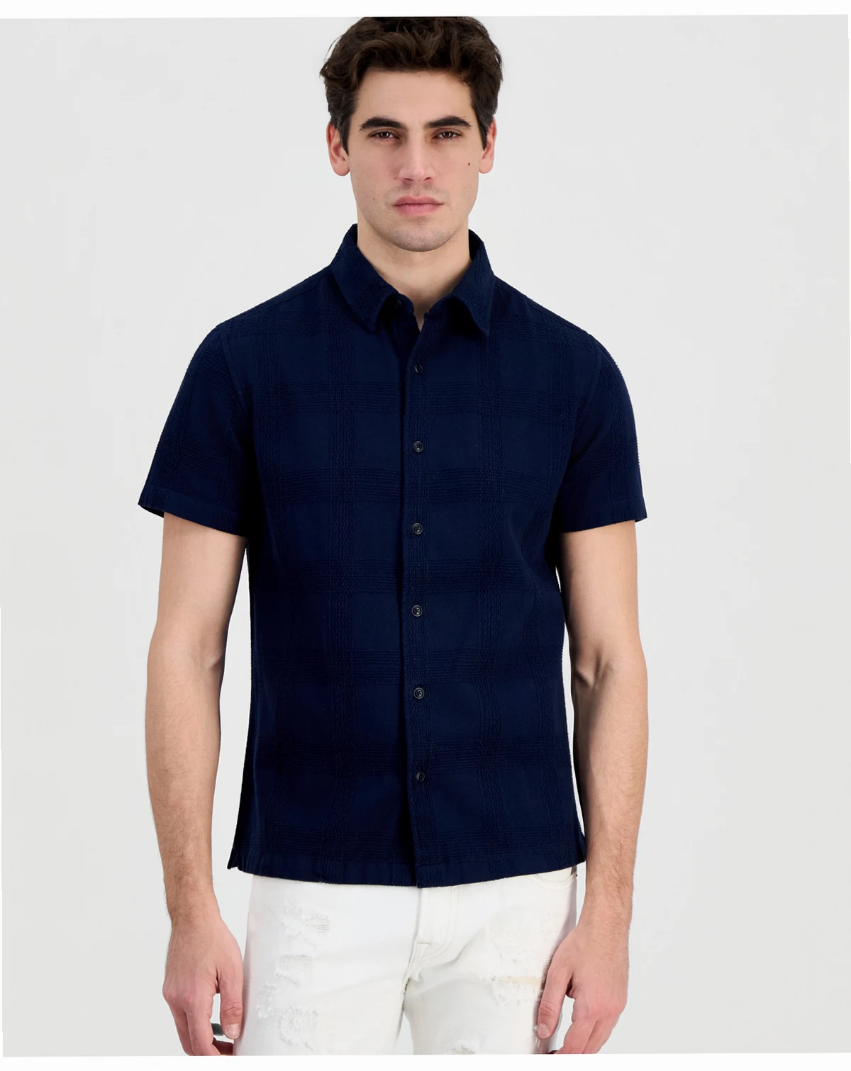 Men's Cotton Castro Linear Woven Short-Sleeve Shirt