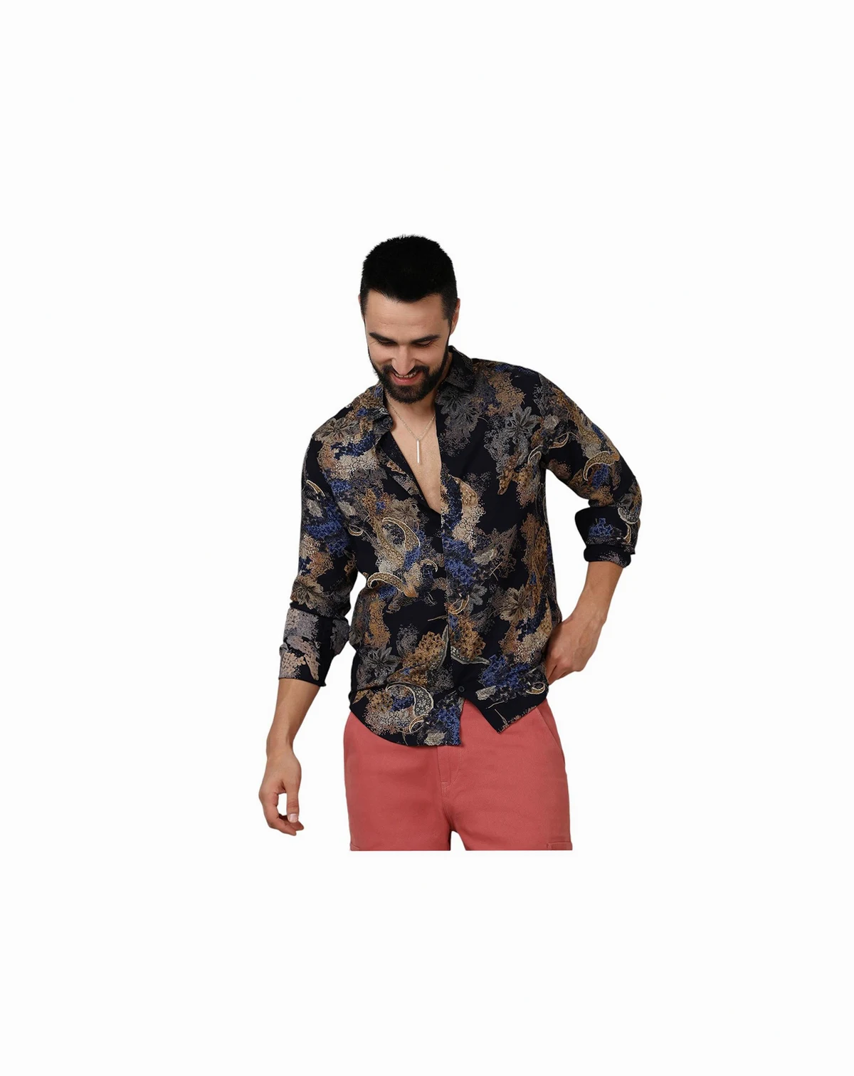 Men's Royal Blue & Midnight Black Paisley Flora Shirt
