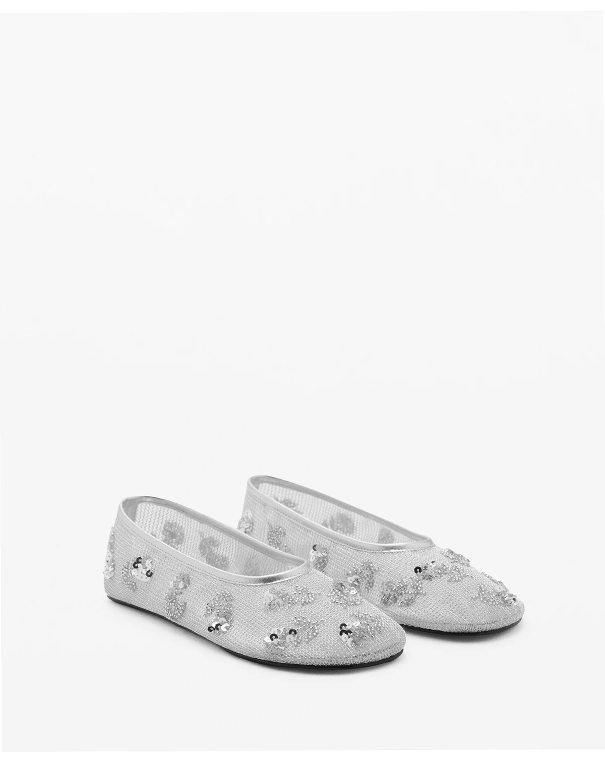 Women's Sequin Embroidered Mesh Ballerinas Shoes