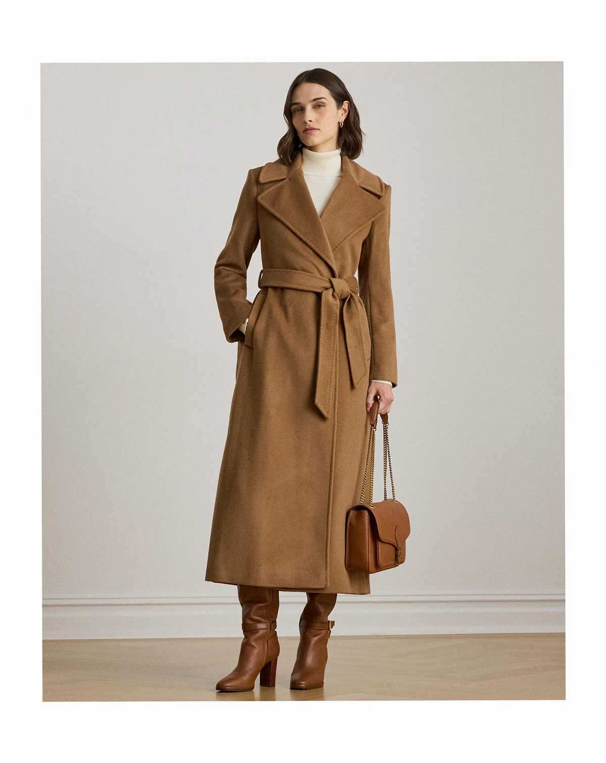 Women's Stitch-Trim Notch-Collar Belted Coat