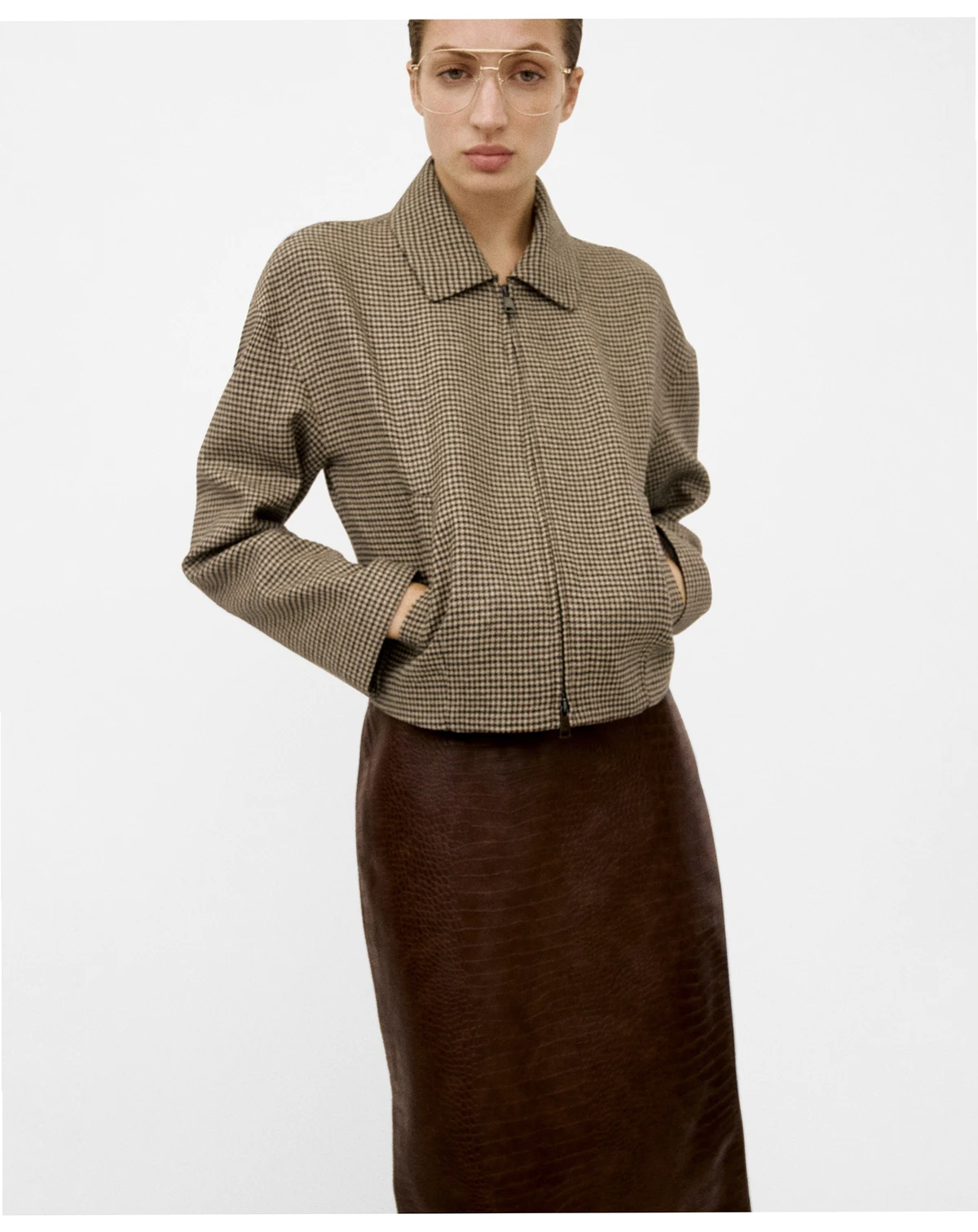 Women's Lapels Houndstooth Jacket