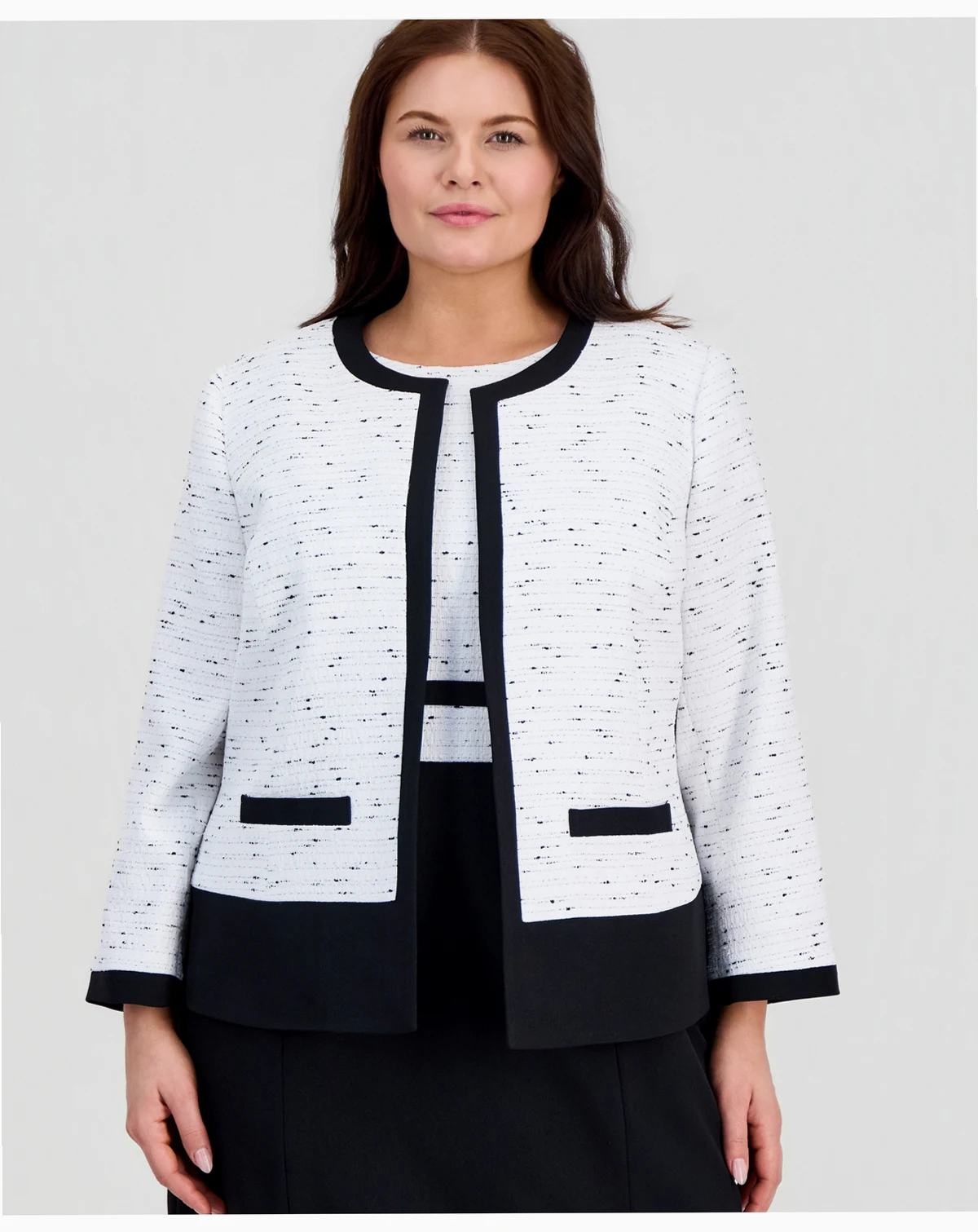 Plus Size Colorblocked Open-Front Cardigan
