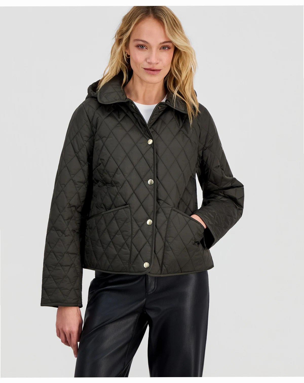 Petite Short Hooded Quilted Coat