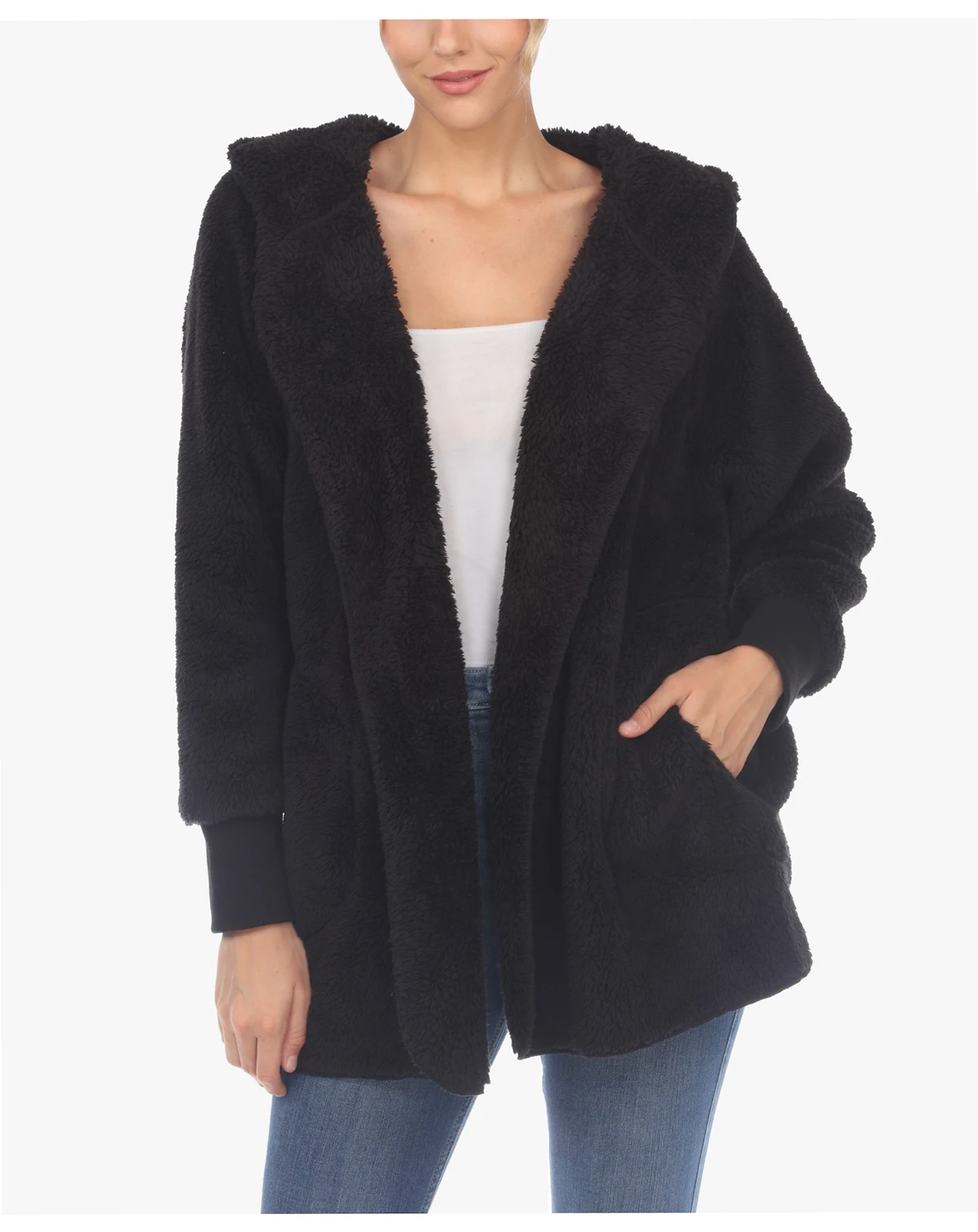 Women's Plush Hooded with Pockets Jacket