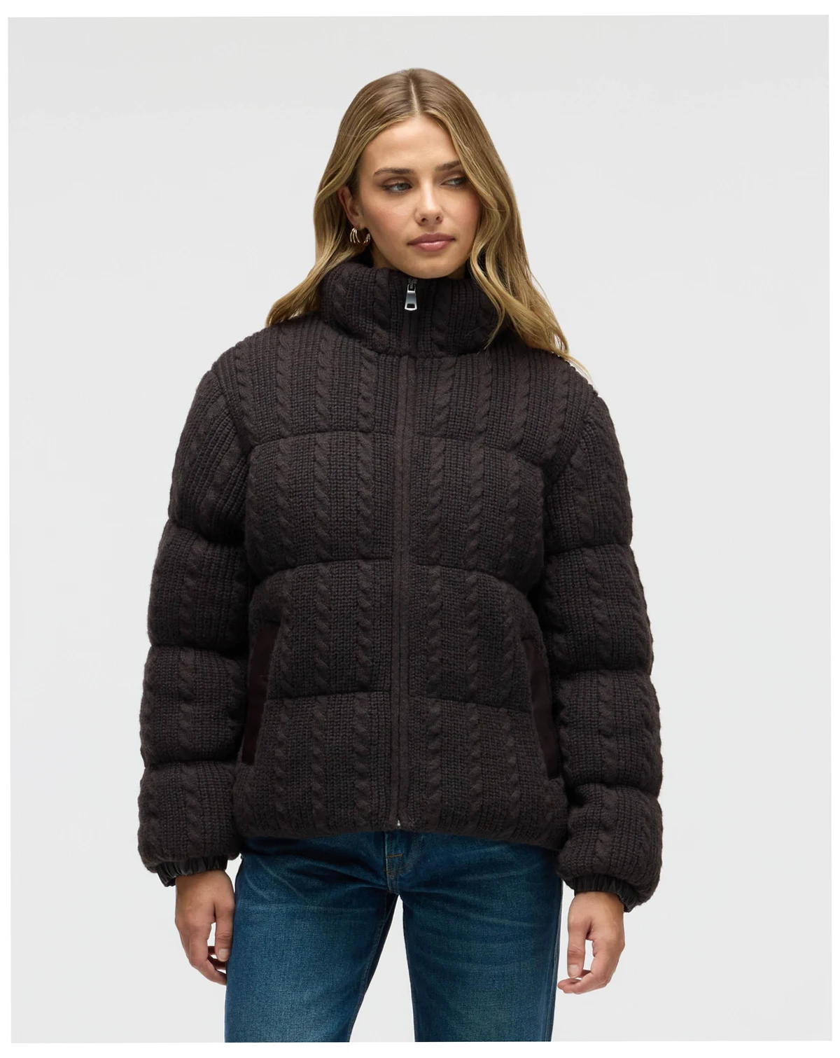 Women's Sweater Knit Puffer Jacket