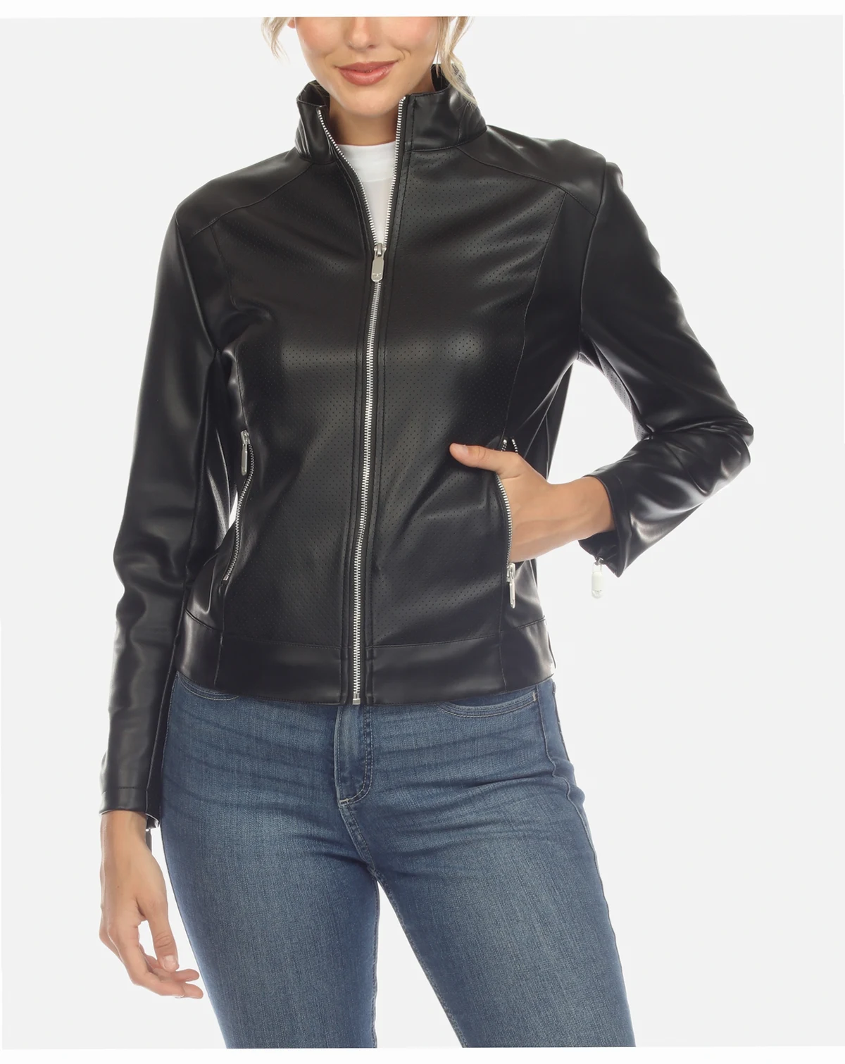 Women's Classic Biker Faux Leather Jacket