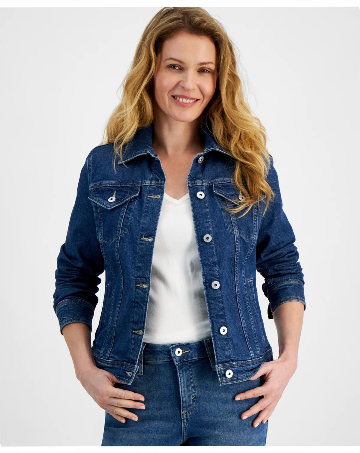 Petite Classic Denim Trucker Jacket, Created for Macy's