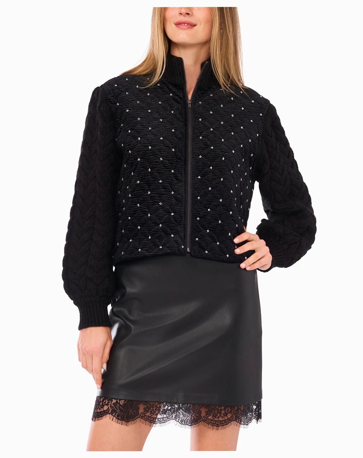 Women's Quilted Velvet Long Sleeve Jacket