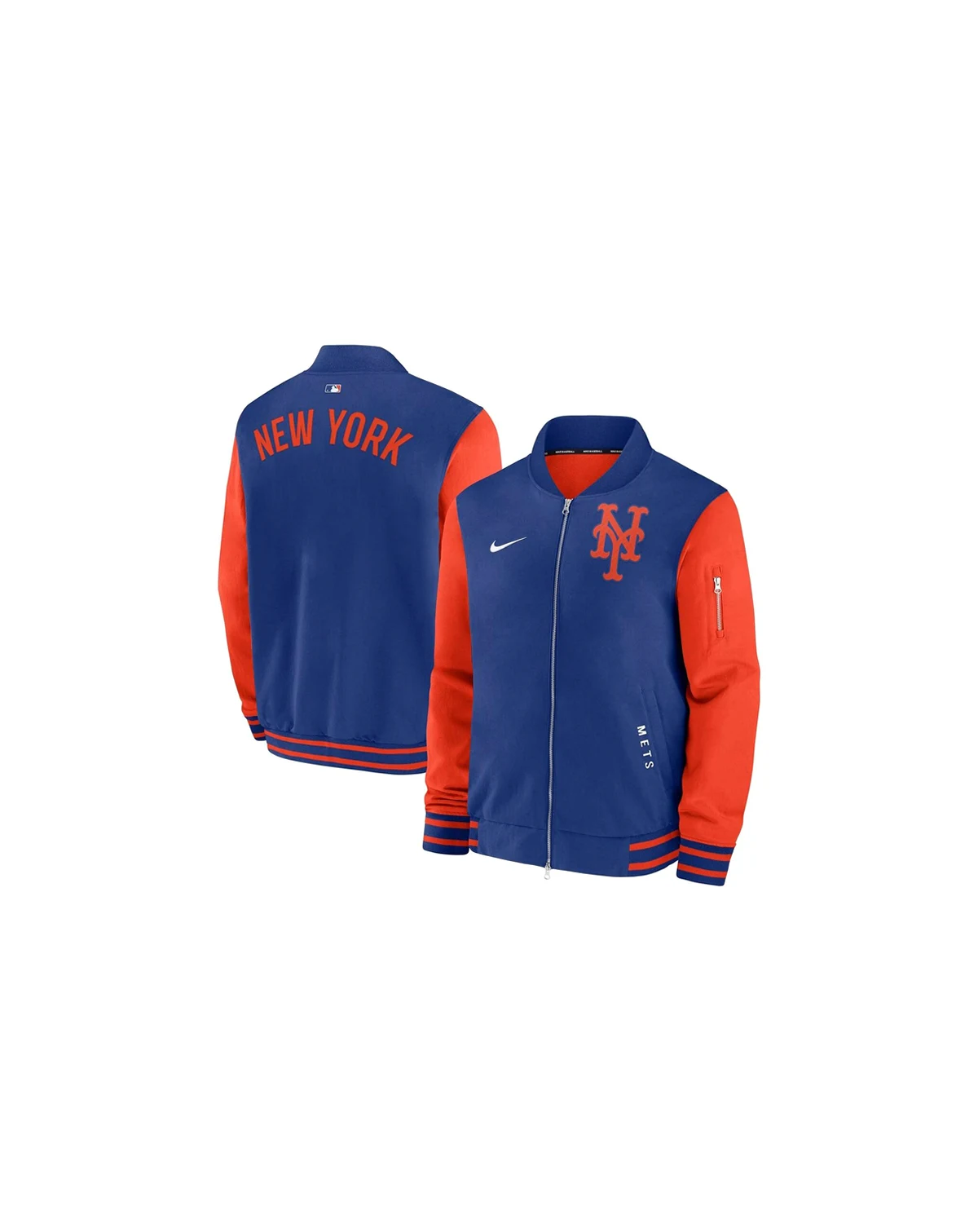 Men's Royal/Orange New York Mets Authentic Collection Dugout Full-Zip Bomber Jacket