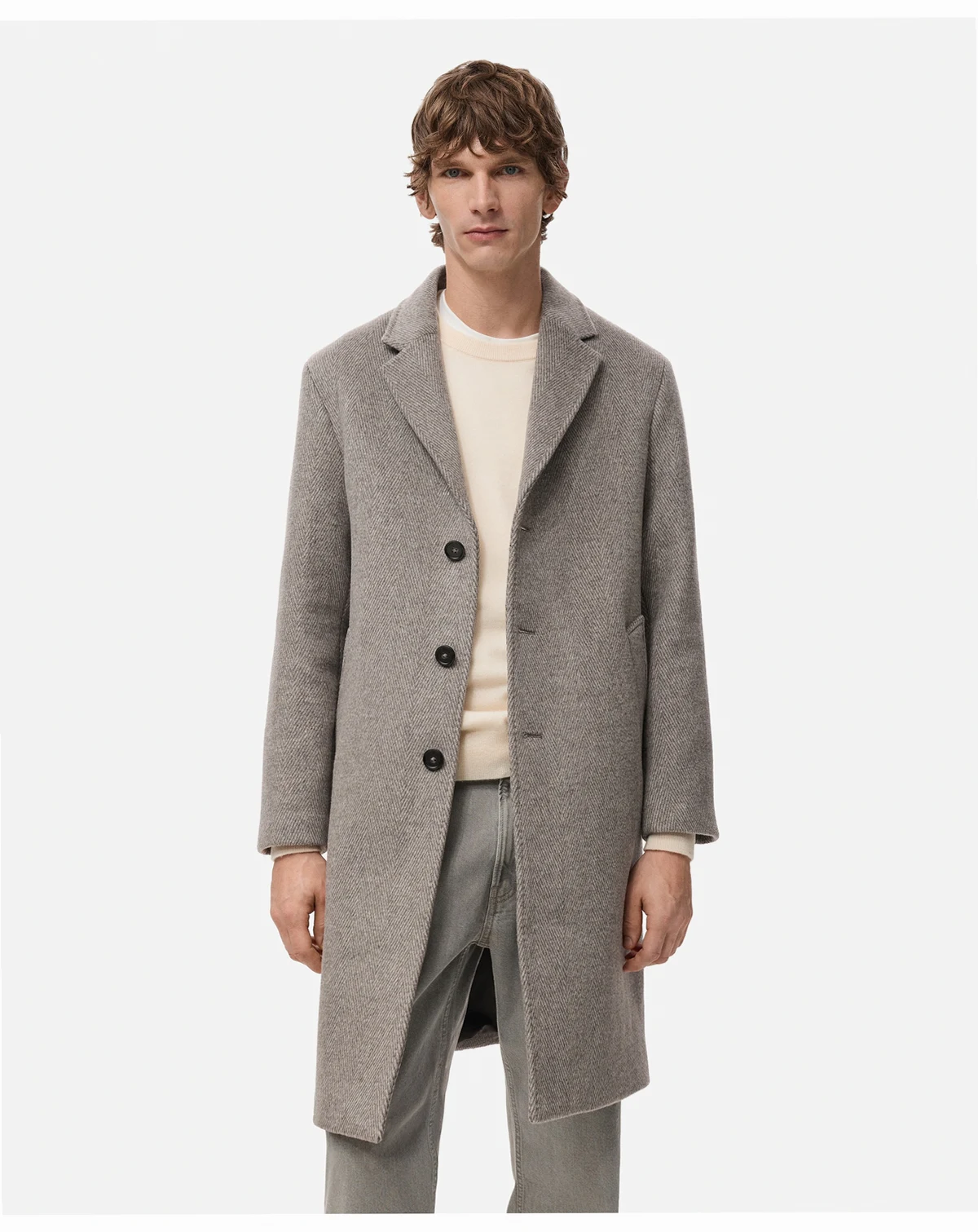Men's Herringbone Structure Wool Coat