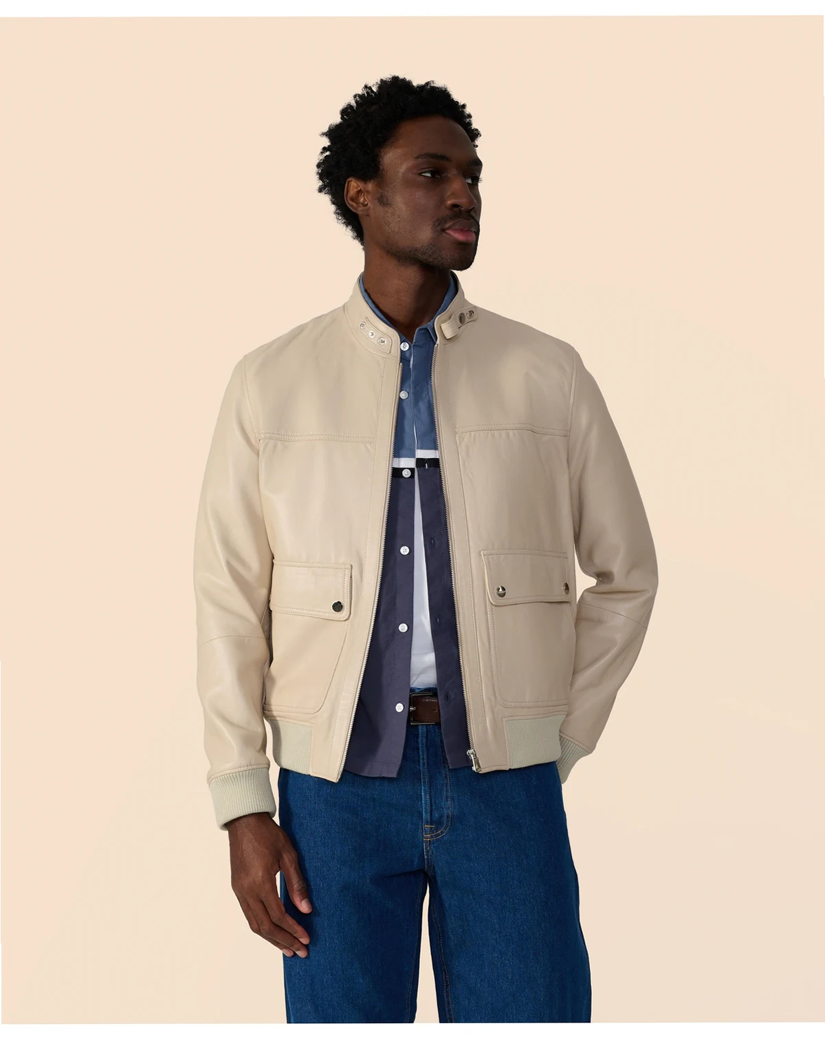 Men's Men s Leather Bomber Jacket, Created for Macy s