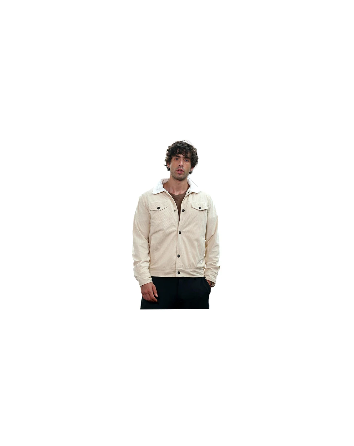 Men's Cream White Utility-Corduroy Jacket