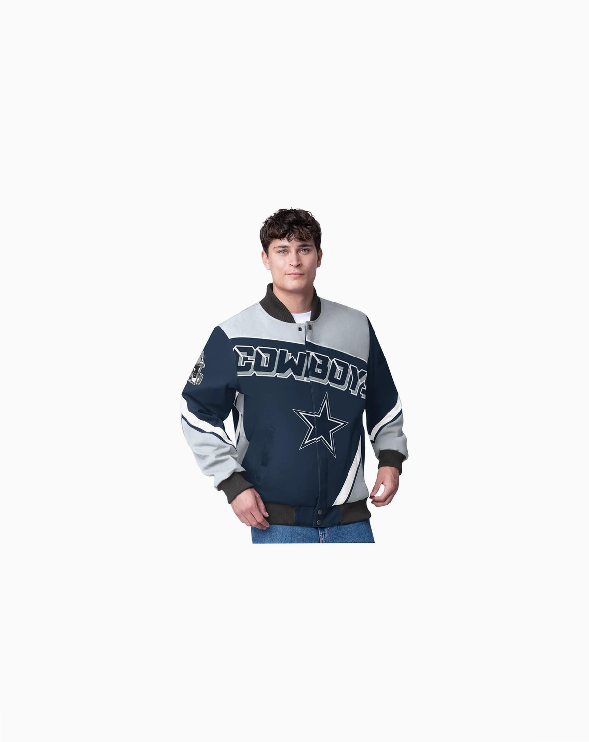 Men's Navy/Gray Dallas Cowboys Maximum Racing Full-Snap Jacket
