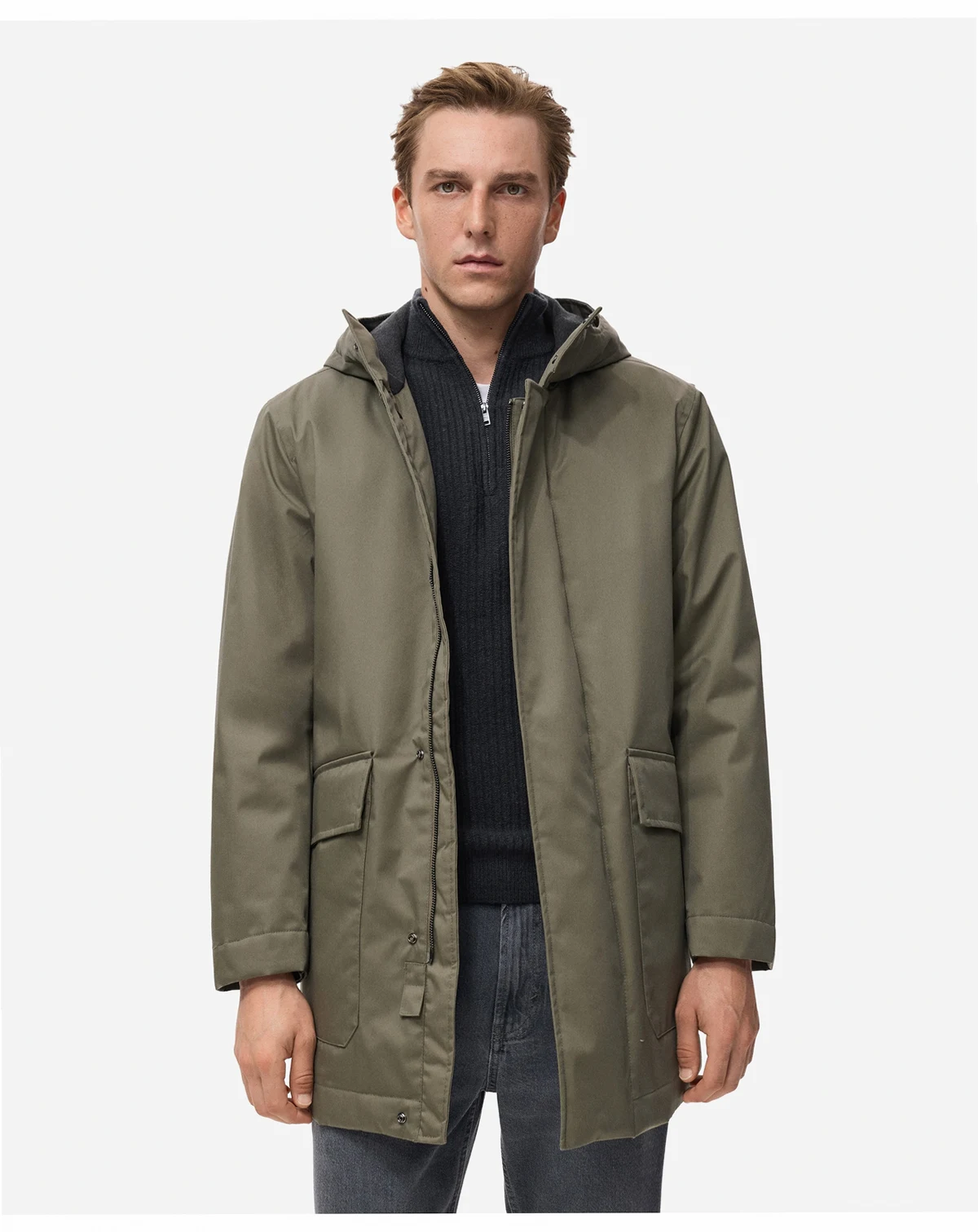 Men's Water-Repellent Hood Quilted Parka