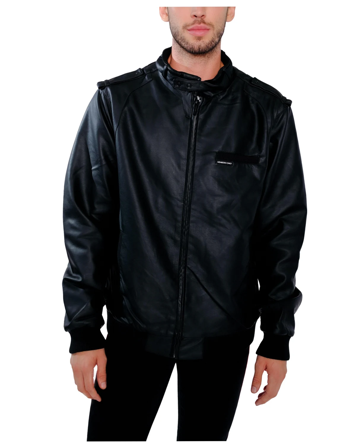 Men's Big & Tall Faux Leather Iconic Racer Jacket