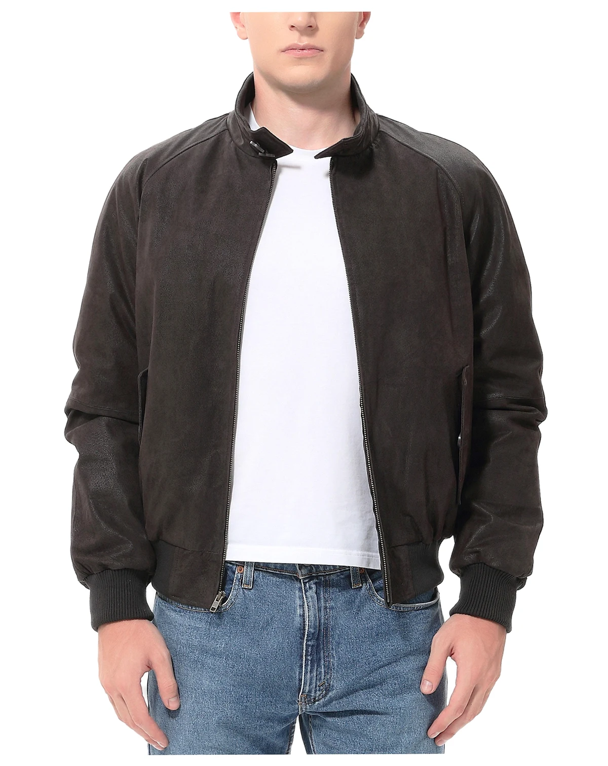 Men's Men WWII Distressed Leather Bomber Jacket