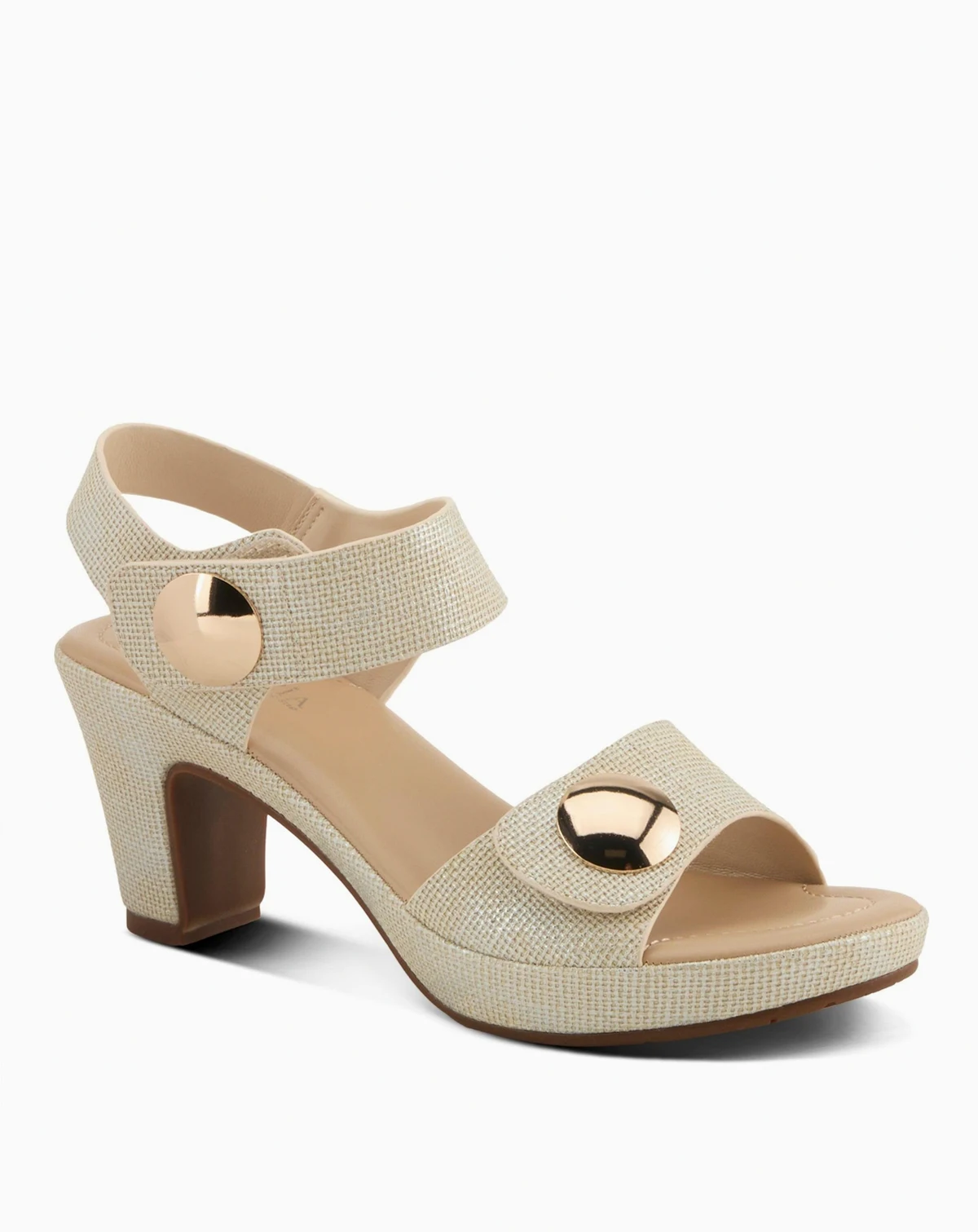 Women's DADE-WOVEN Textured Platform Sandals with Metallic Button Detail