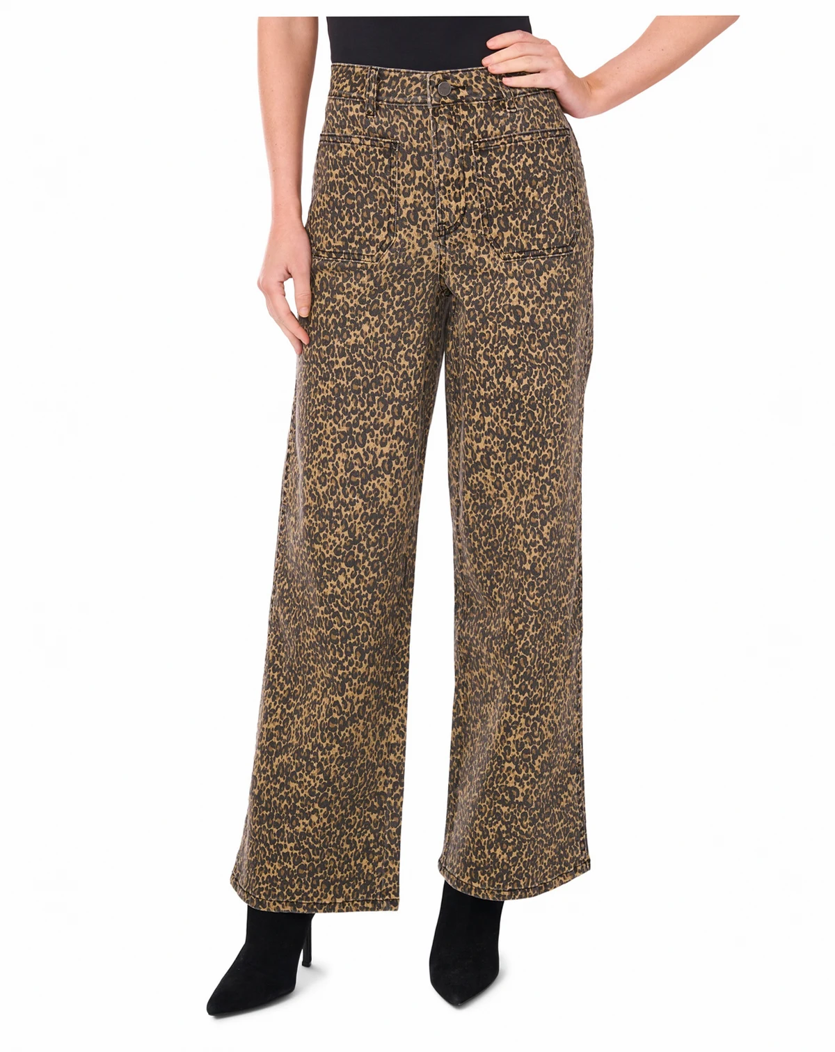 Women's Animal-Print Wide Leg Printed Denim Pants