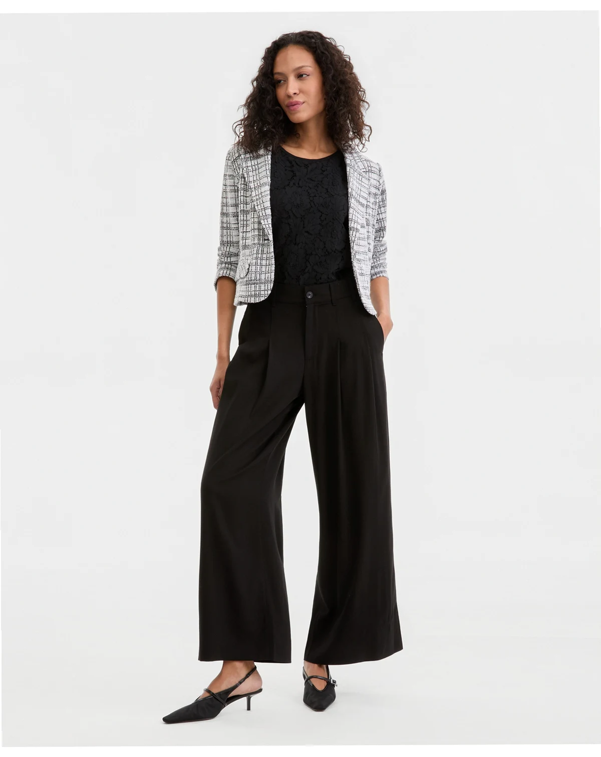 Women's High-Rise Pleated Wide-Leg Pants