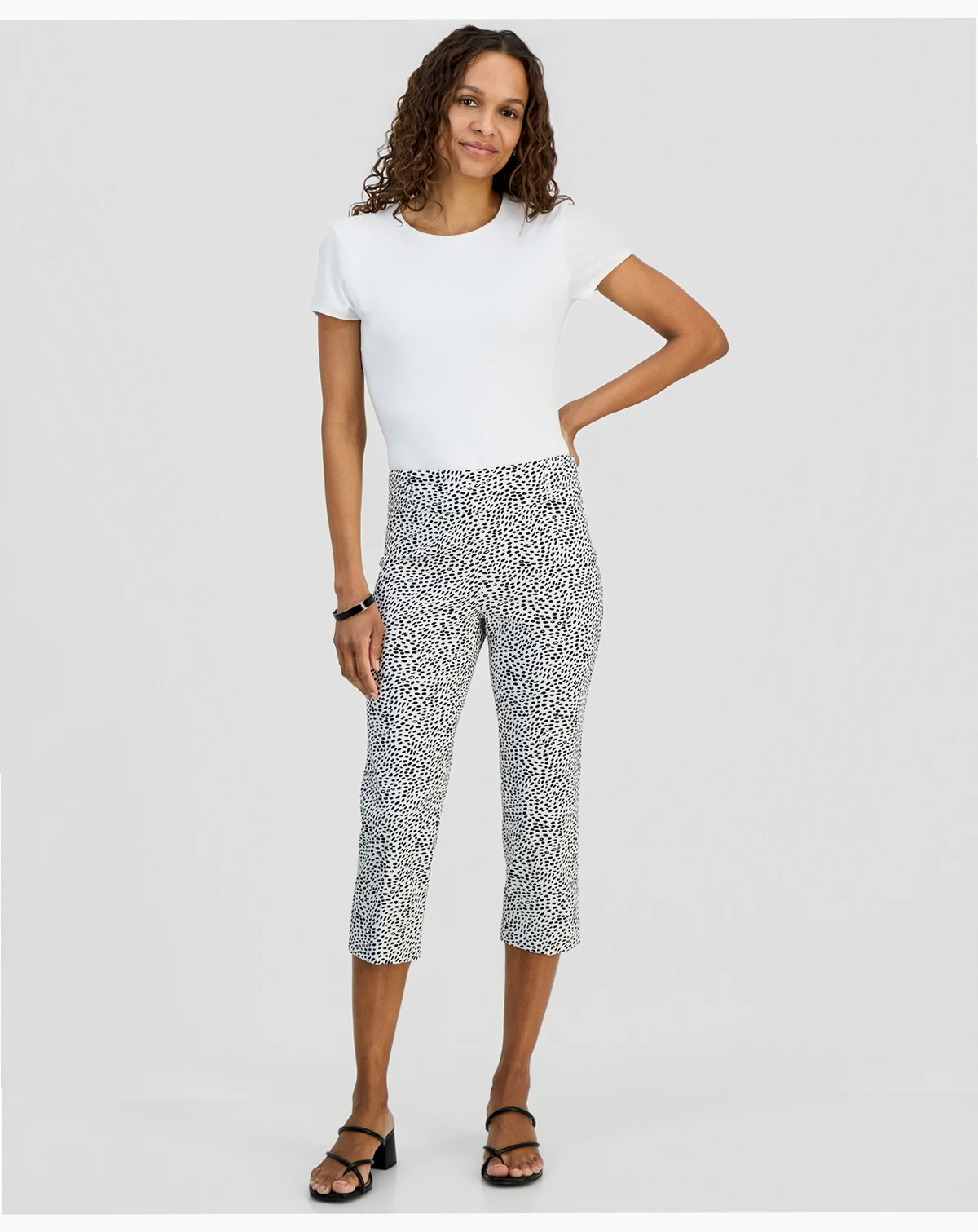 Petite Simple Marks Printed Rivet Capri Pants, Macy's Exclusive