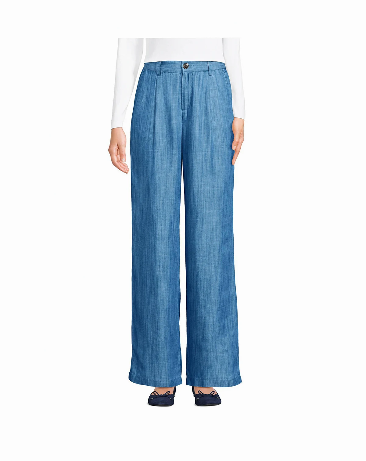 Petite High Rise TENCEL Fiber Pleated Wide Leg Pants