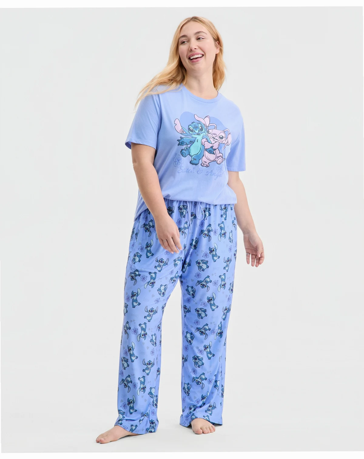 Trendy Plus Size Stitch Love Printed Drawstring Pants