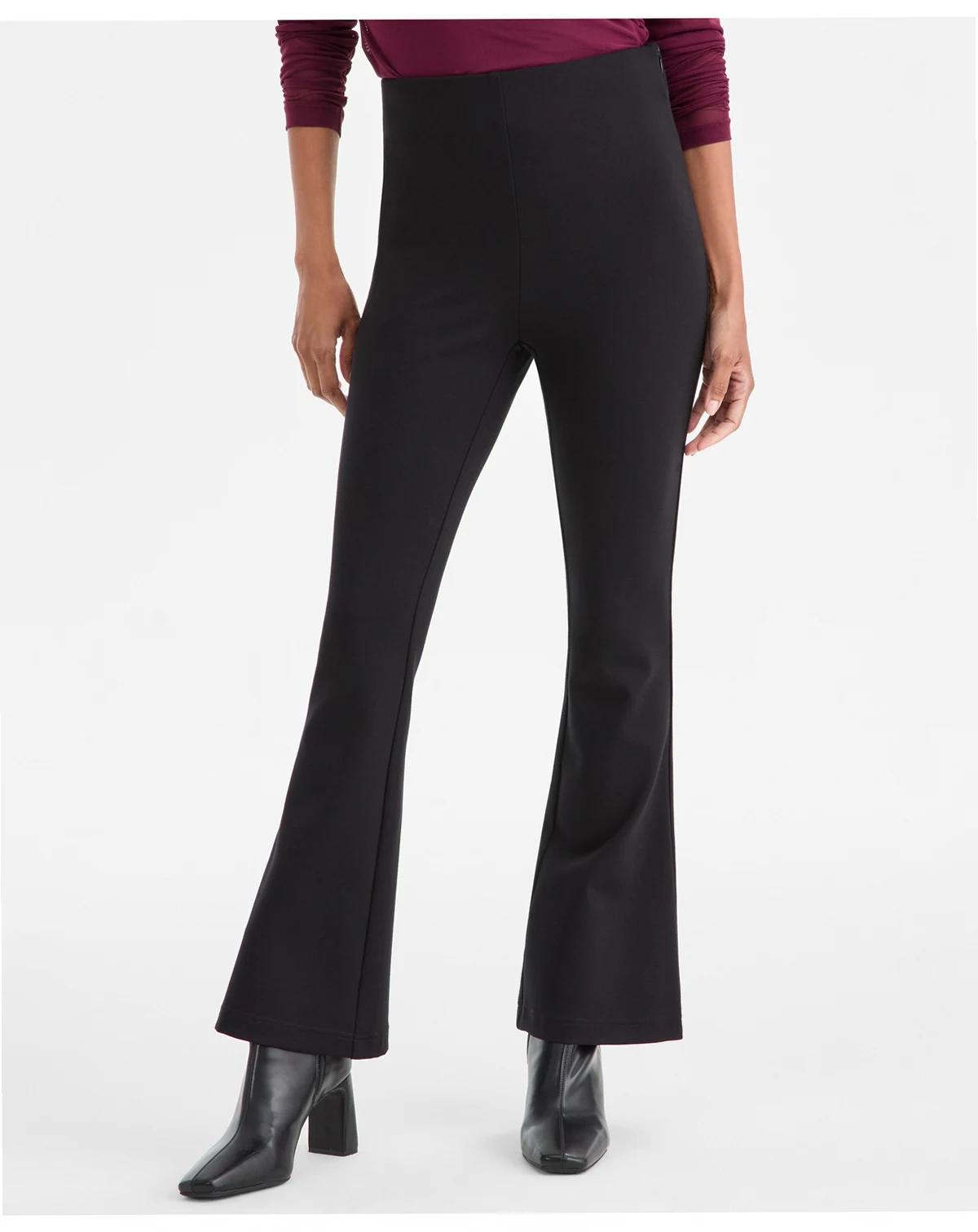 Petite Ponte-Knit Flare Pants, Created for Macy's