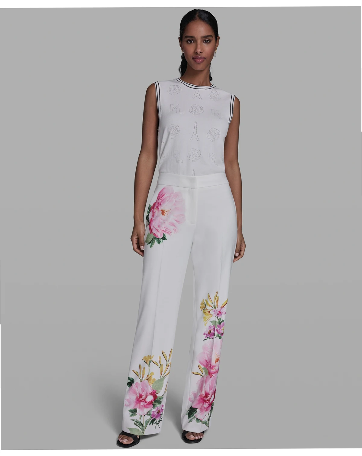 Petite Mid-Rise Floral Print Pants