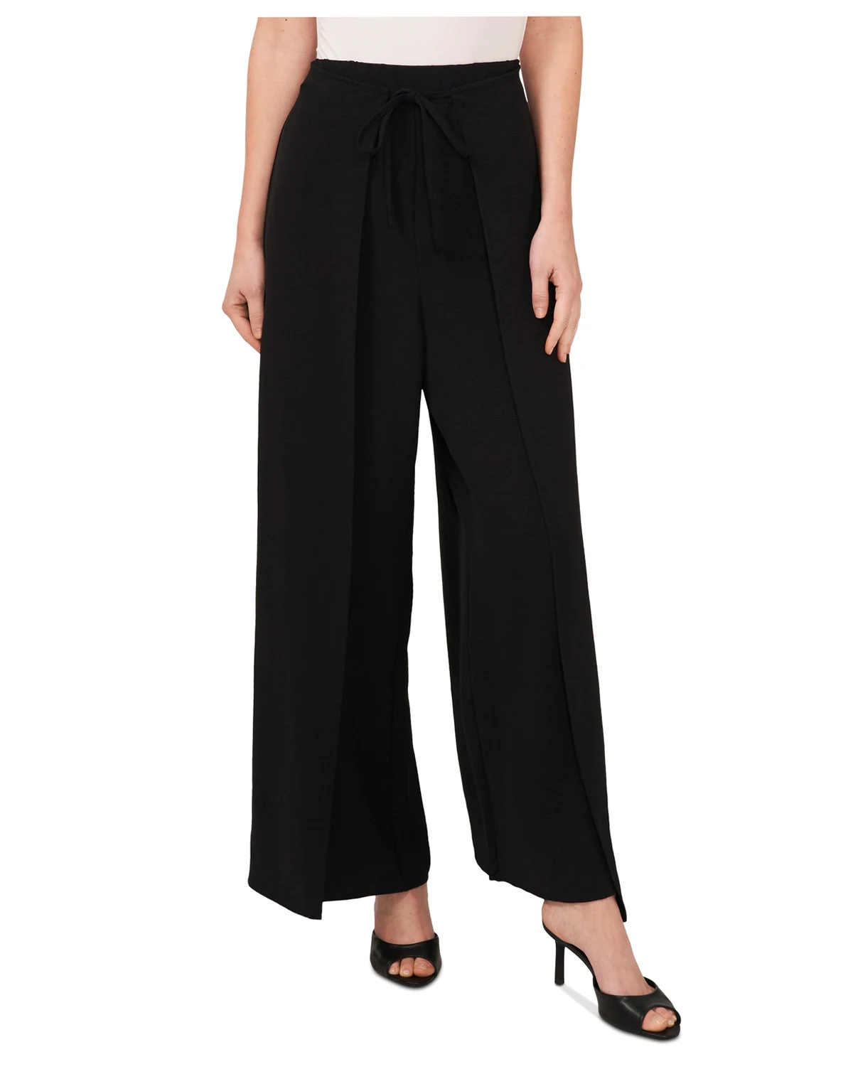 Women's Overlap Tie Front Wide Leg Soft Pants